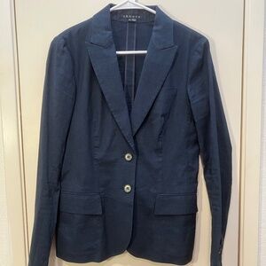 Theory 2 Button Linen/Cotton dark Blue unlined  blazer size 10